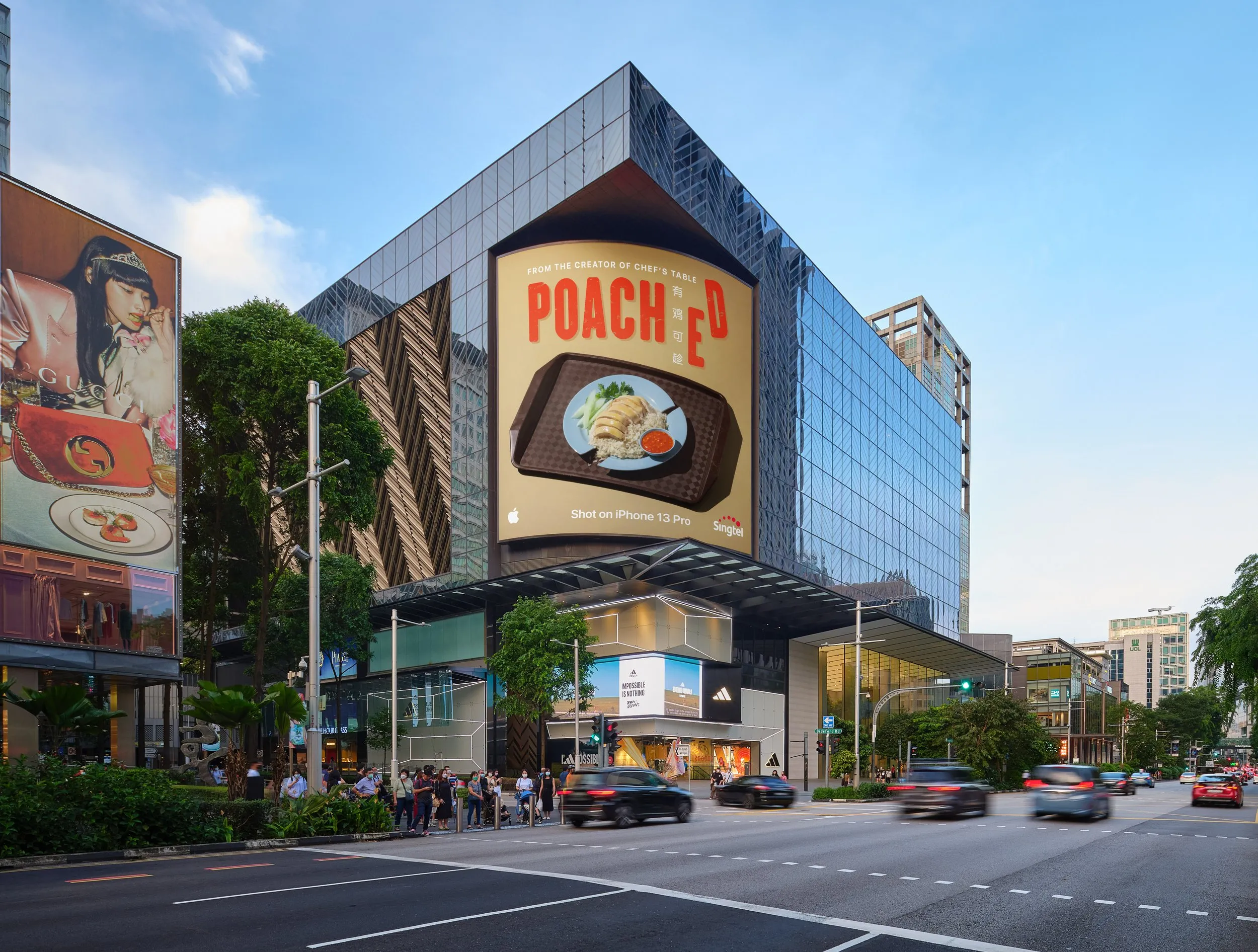Apple Singapore food pro-photography key visual for the Poached OOH campaign