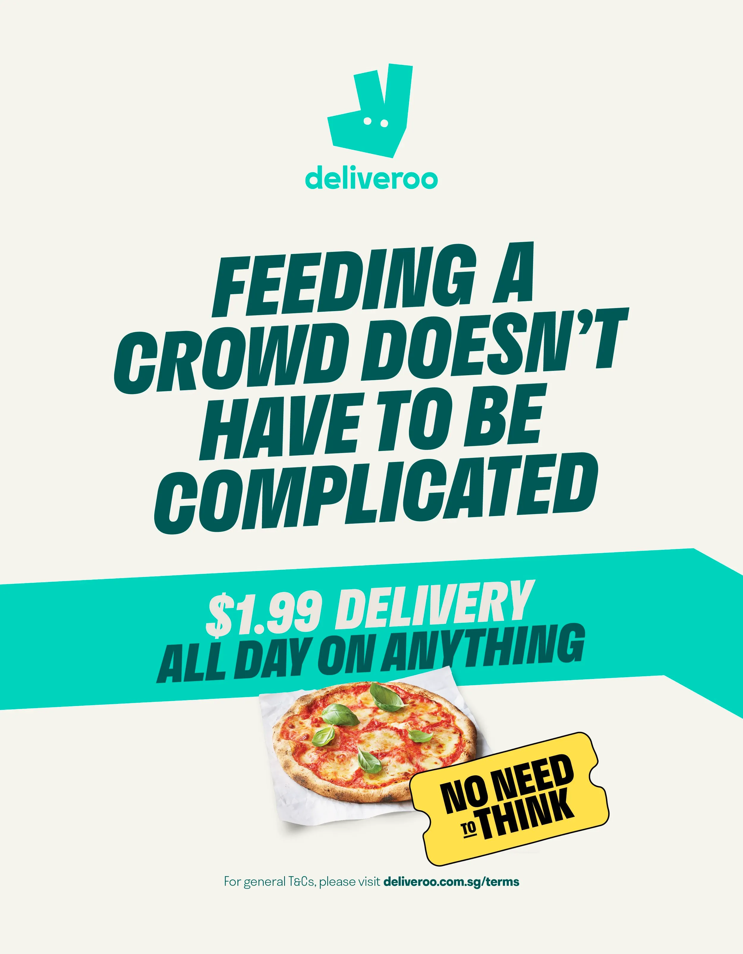 Deliveroo No Need to Think OOH placement, creative two