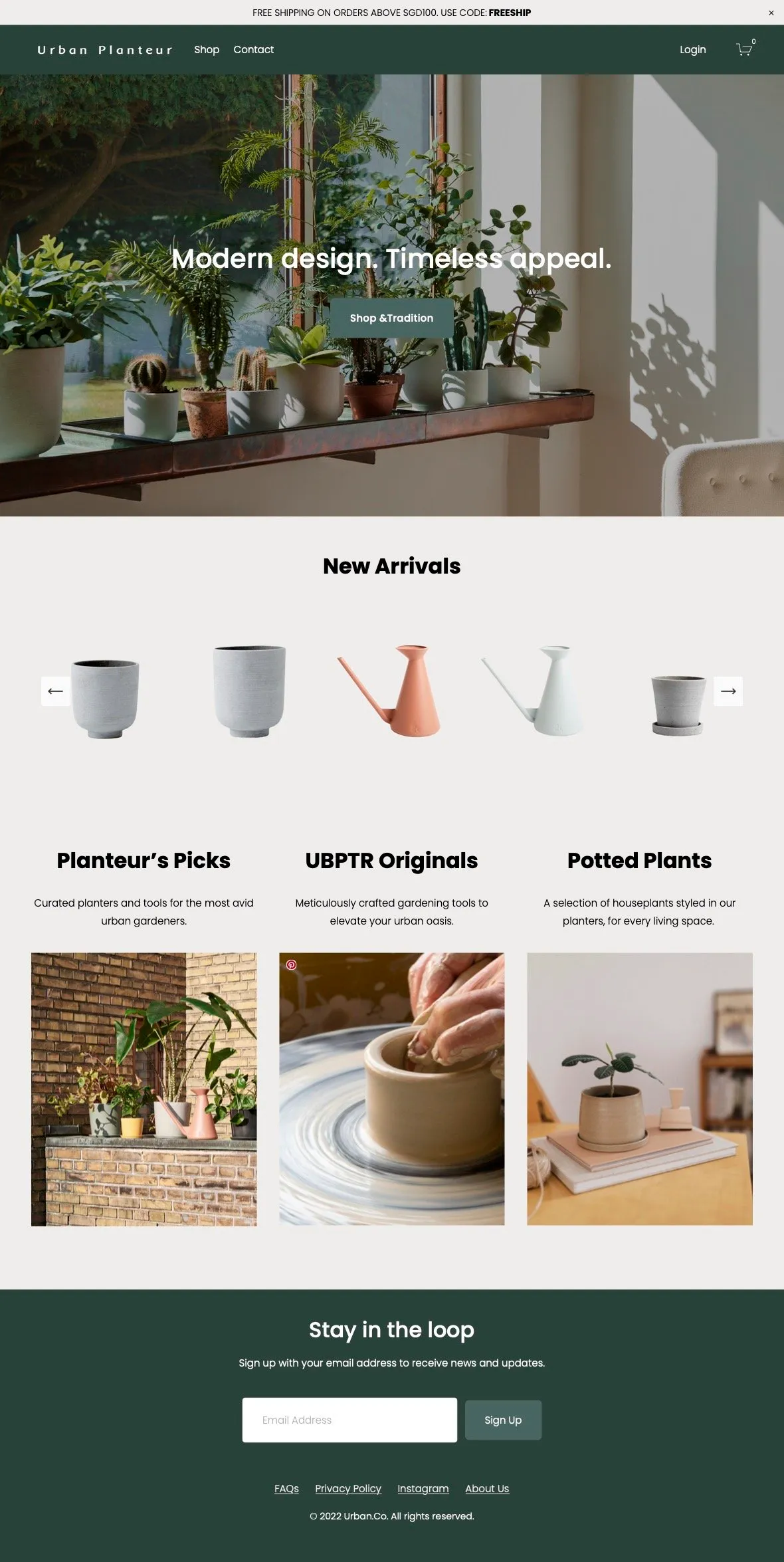 Full-page screenshot of the urbanplanteur.com website