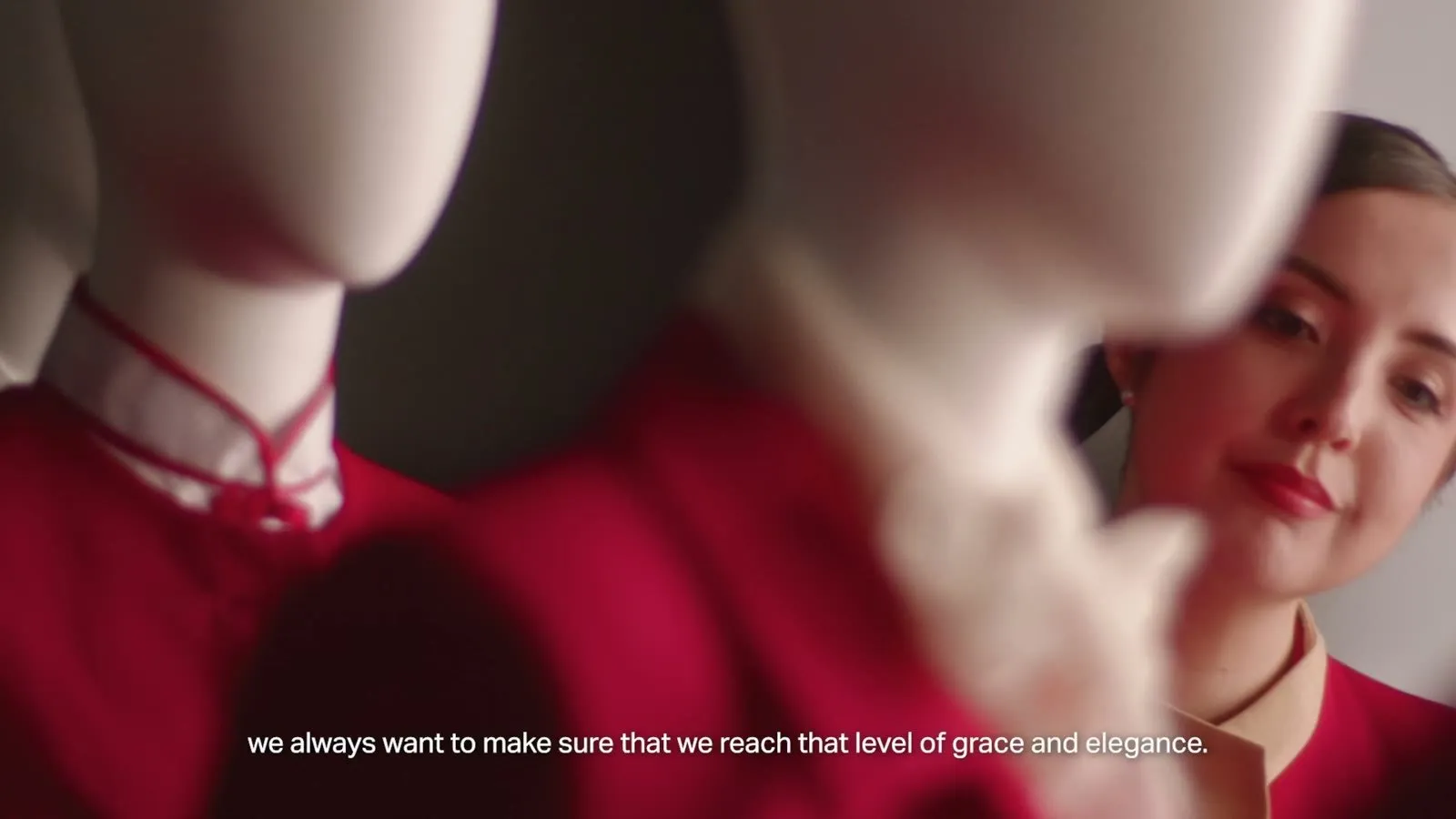 Tailored to Fly film still — Cathay Pacific uniform craftsmanship close-up