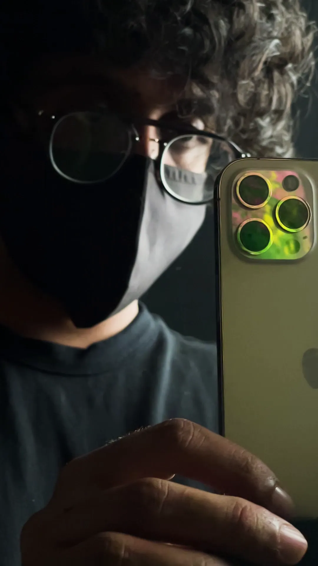 Holi story frame shot on iPhone 12 Pro Max — a face dusted in vivid colour