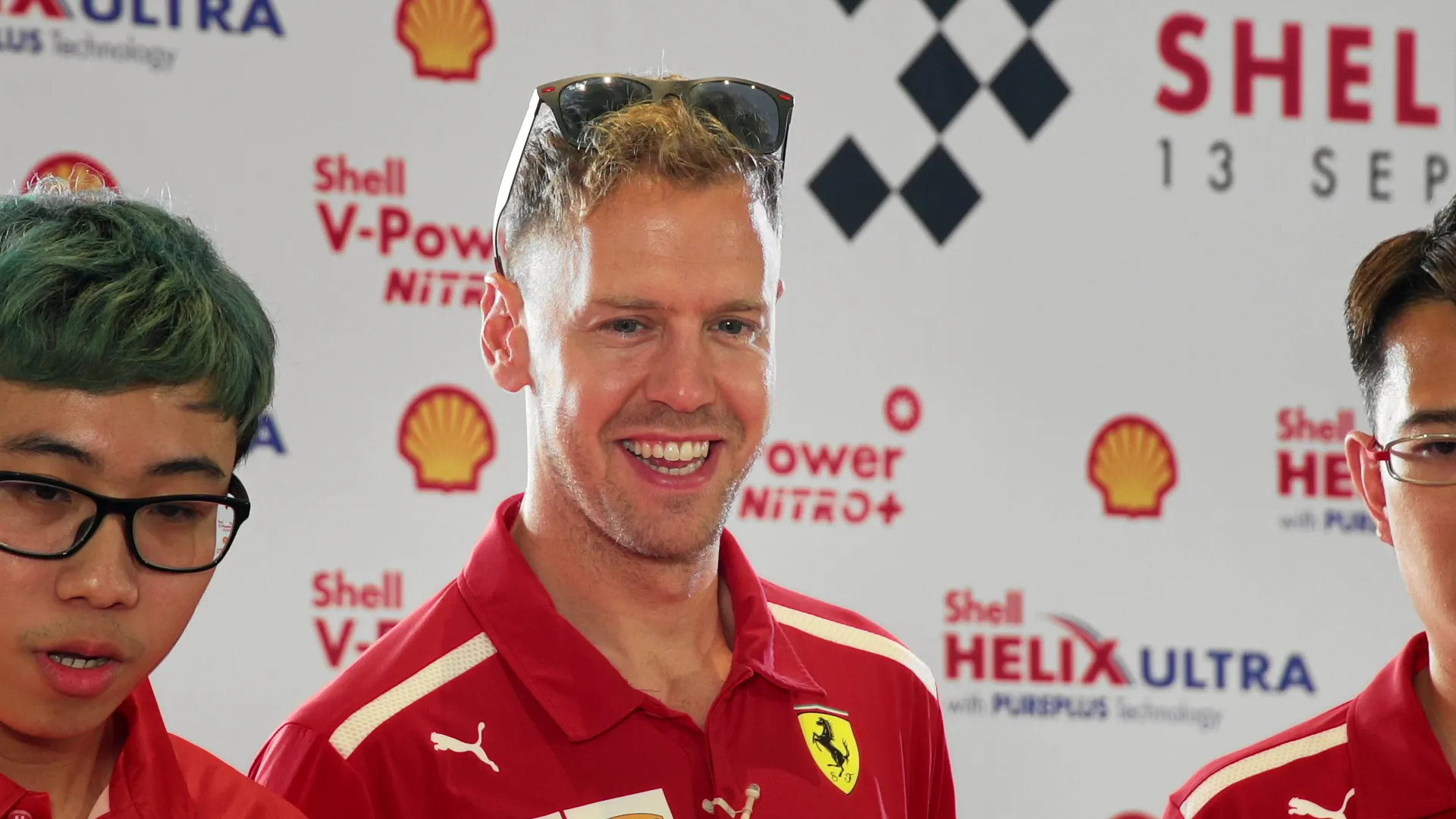 Shell Mini GP recap film still — Vettel celebrating with his fans